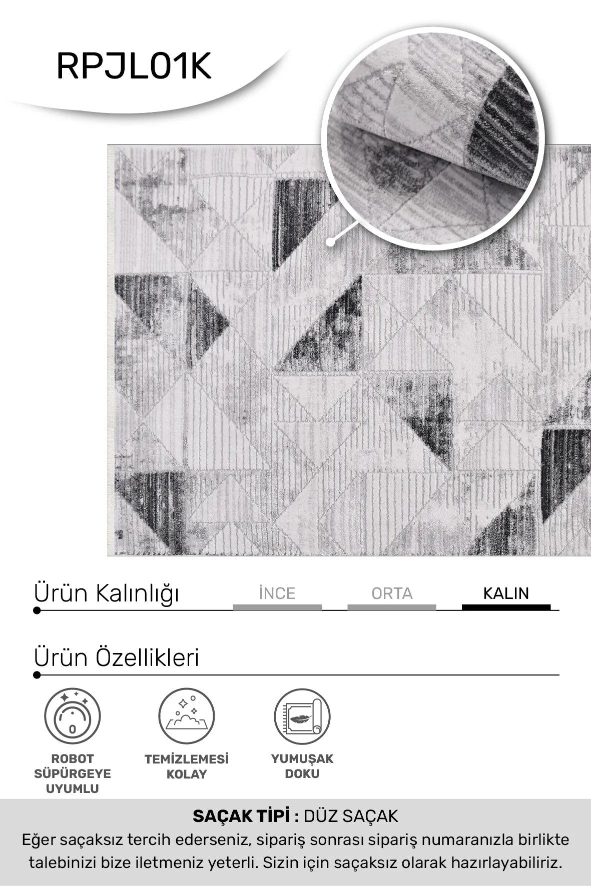 Gri siyah JALURA salon halısı