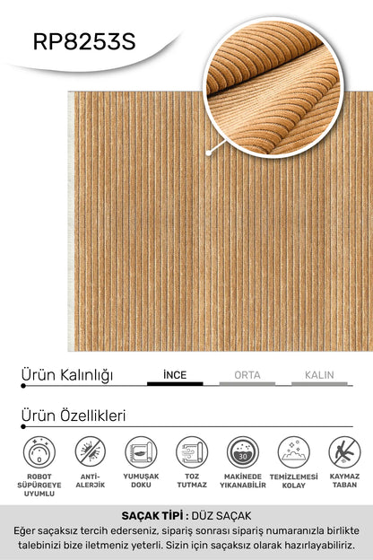Sarı AYLA oturma odası halısı - hav yüksekliği detayı