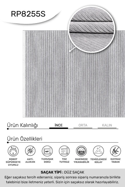 Gri AYLA oturma odası halısı - hav yüksekliği detayı