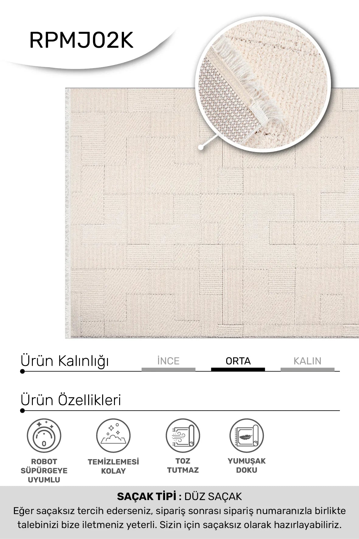Beyaz MARGİN oturma odası halısı