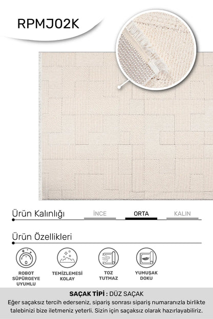 Beyaz MARGİN oturma odası halısı
