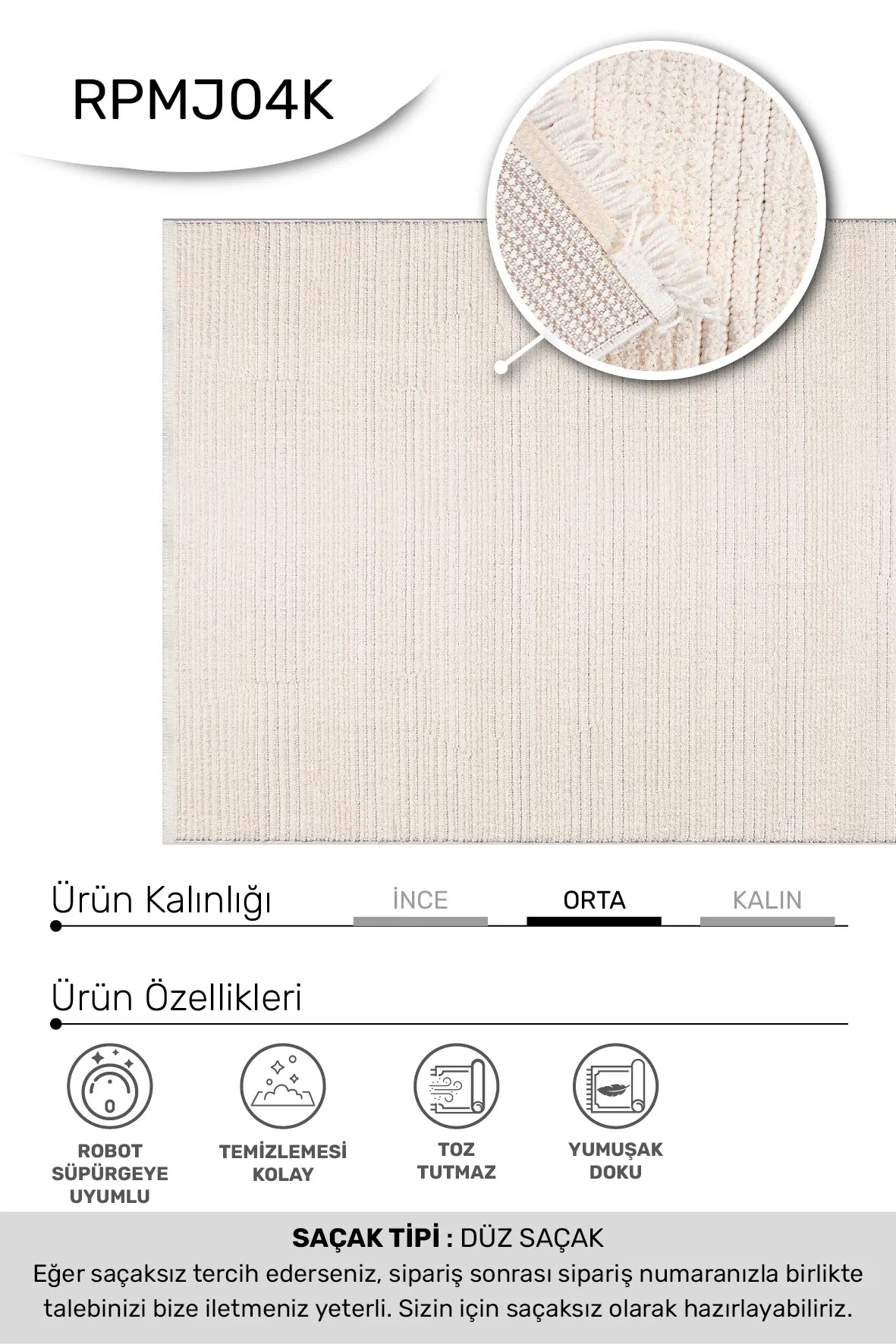 Beyaz MARGİN oturma odası halısı