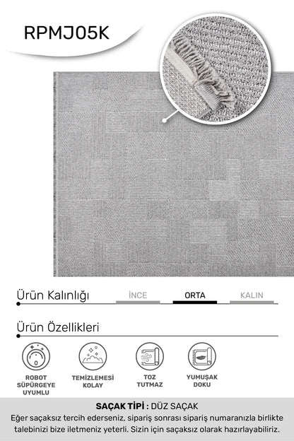 Gri MARGİN oturma odası halısı
