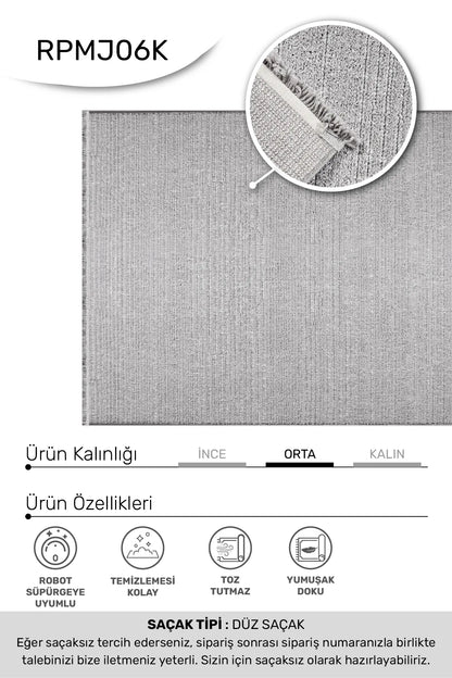 Gri MARGİN oturma odası halısı