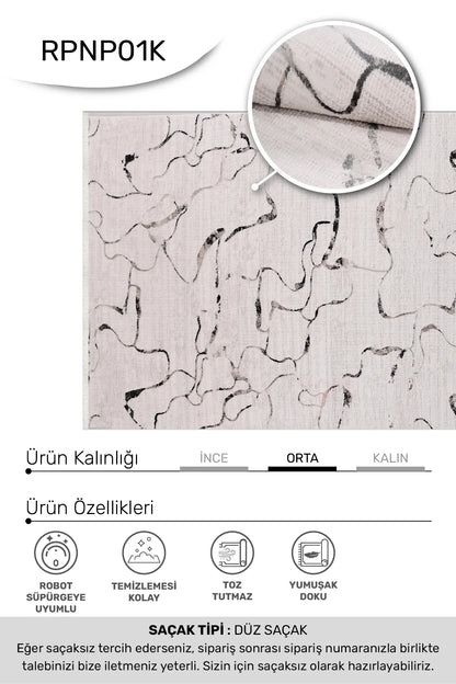 Krem siyah BONAPARTE salon halısı