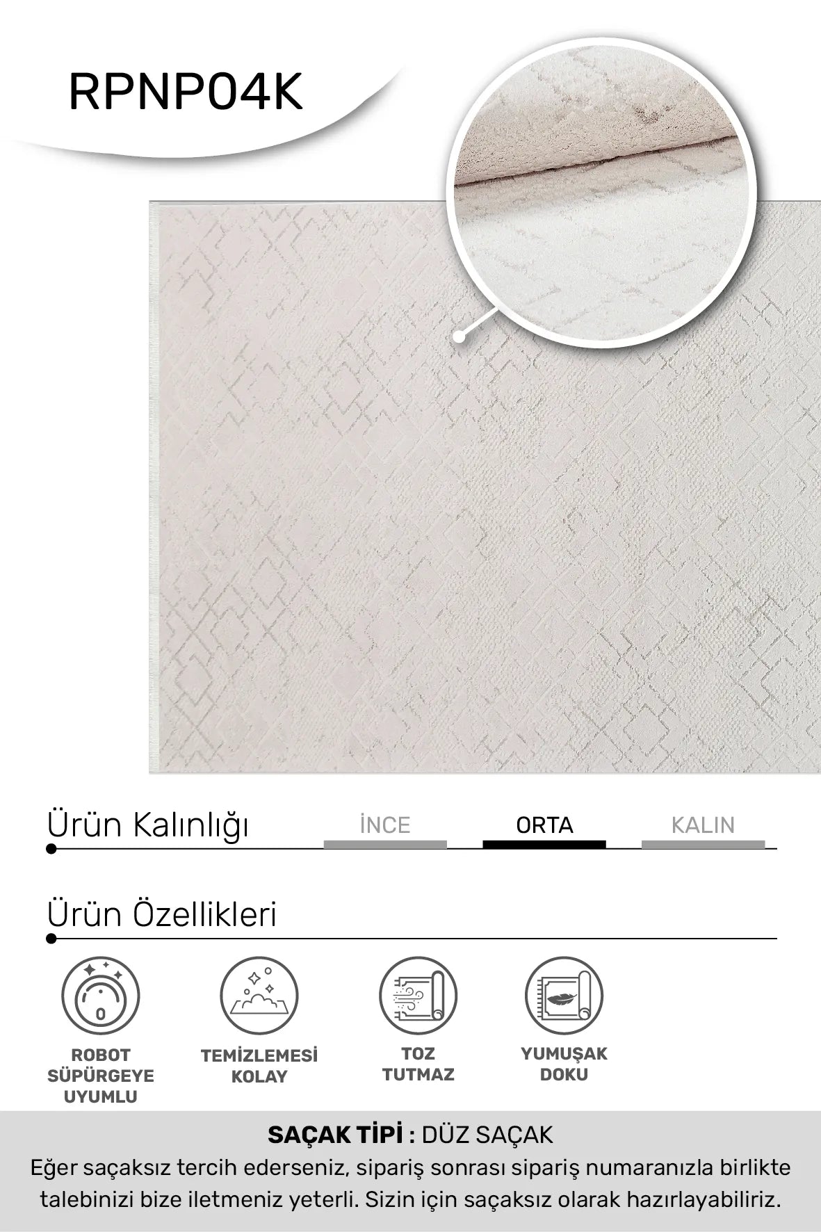 Beyaz BONAPARTE salon halısı