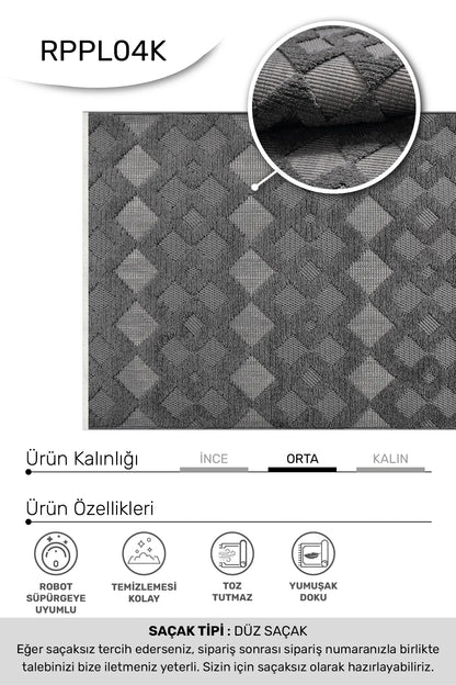 Antrasit MASAL oturma odası halısı