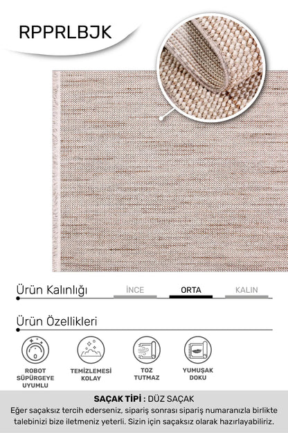 Bej PARLA oturma odası halısı - yakından doku detayı