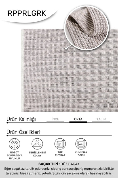 Gri PARLA oturma odası halısı