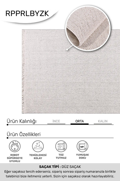 Beyaz PARLA oturma odası halısı