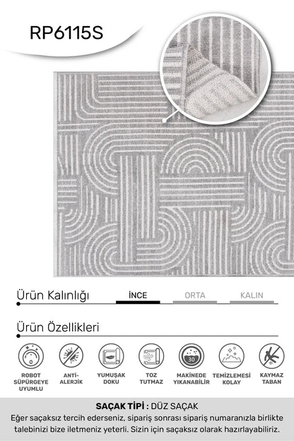 Gri beyaz RİNA oturma odası halısı - renk detayı