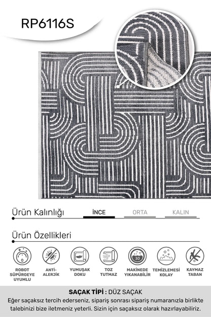 Antrasit beyaz RİNA oturma odası halısı - renk detayı