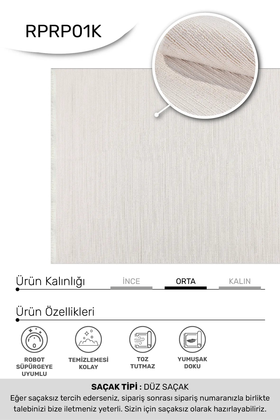 Krem ROSA oturma odası halısı