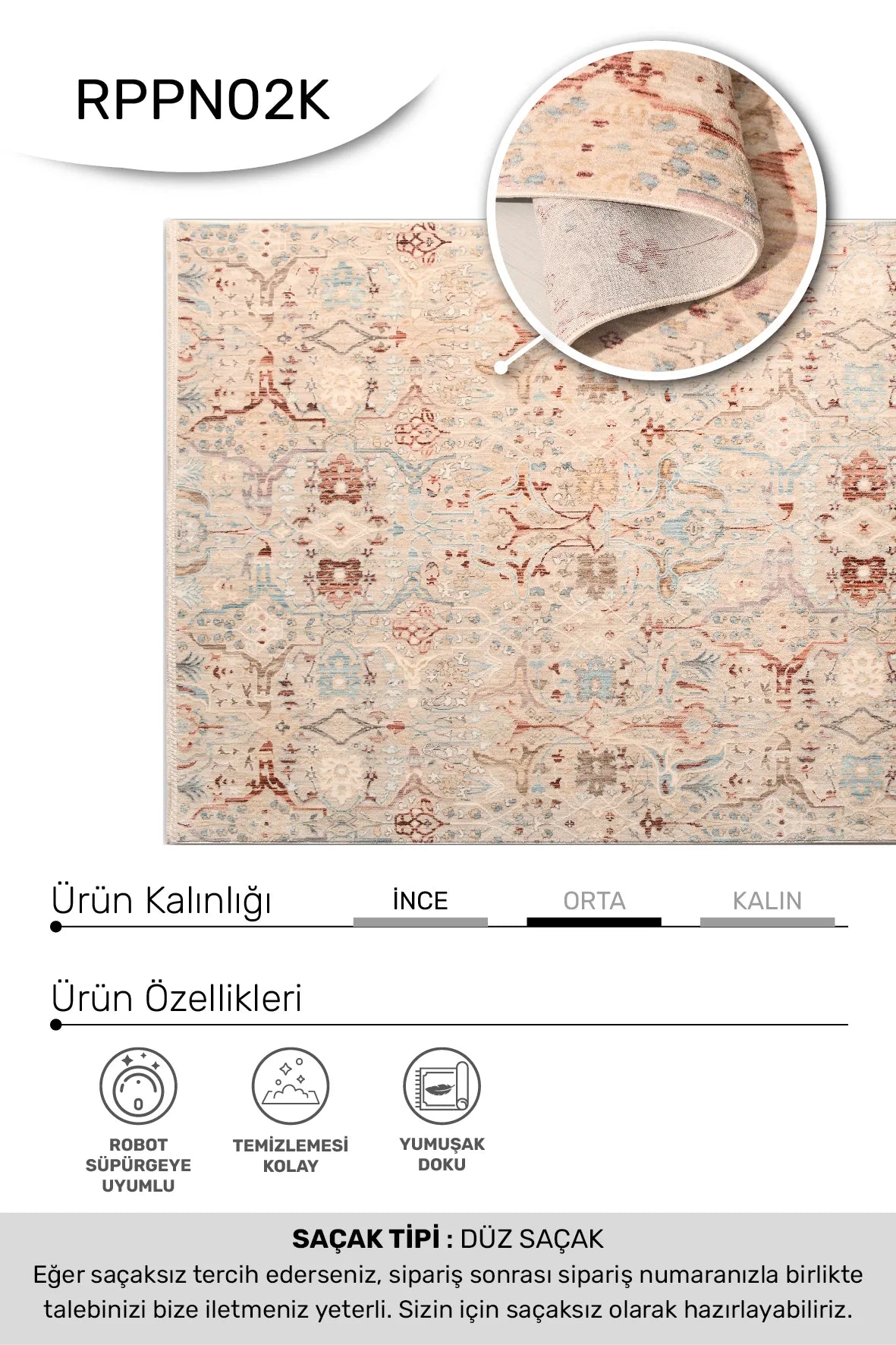 PARMA-  - Oturma Odası,Salon,Koridor - Robot Süpürgeye Uyumlu-Kolay Temizlenebilir