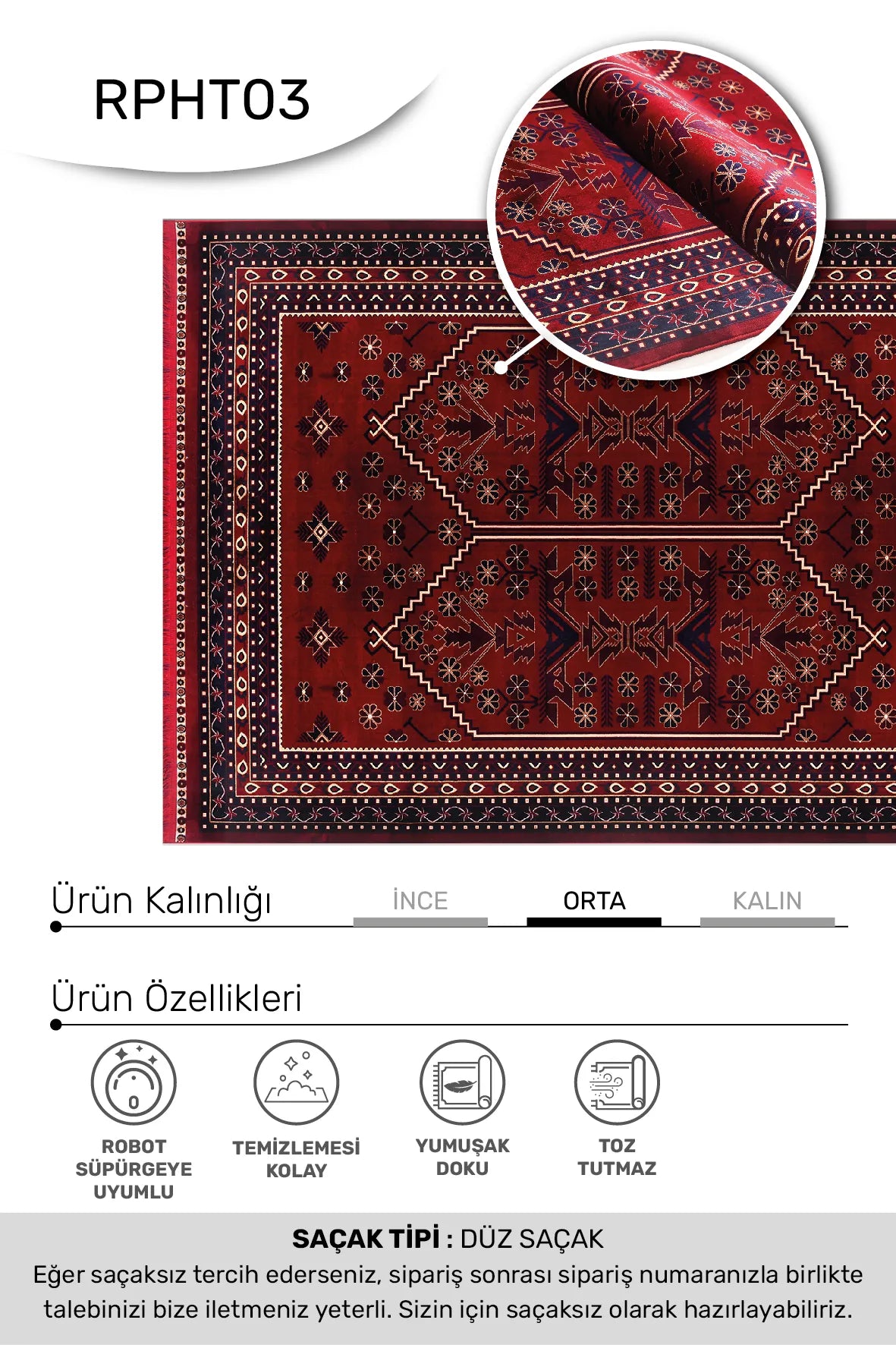 TALYA-  - Sabit Ölçü- Oturma Odası,Salon - Robot Süpürgeye Uyumlu-Kolay Temizlenebilir
