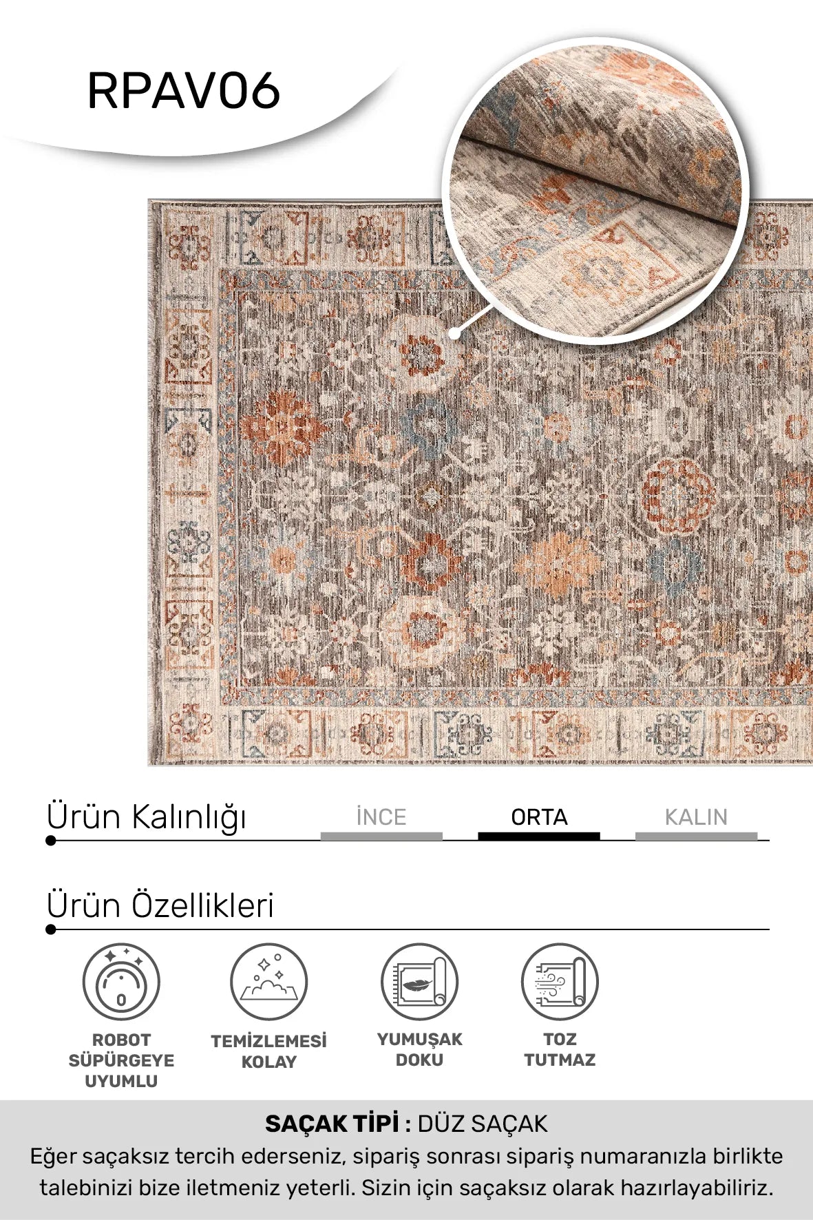 AVEN - -Oturma Odası,Salon- Robot Süpürgeye Uyumlu -Kolay Temizlenebilir