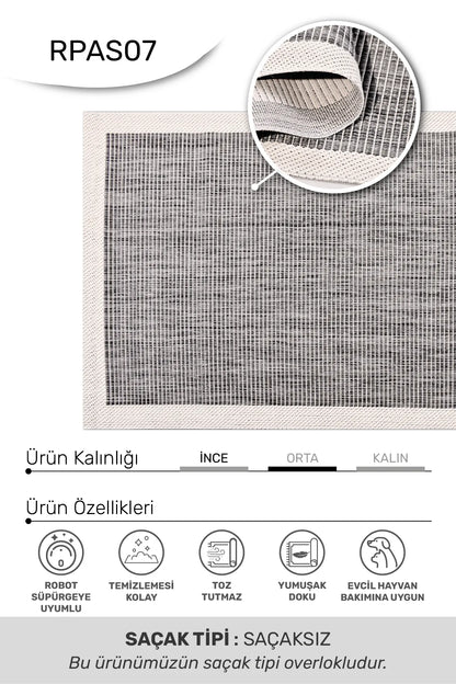 ADORA -Gri / Ekru-Mutfak,Oturma Odası,Salon- Robot Süpürgeye Uyumlu -Kolay Temizlenebilir