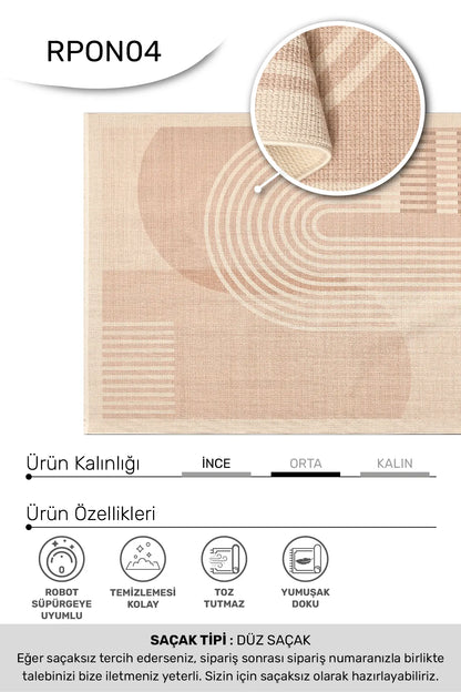 ONYX -Vizon / Krem -Oturma Odası,Salon- Robot Süpürgeye Uyumlu -Kolay Temizlenebilir