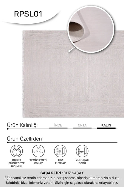 LİSA -Ekru -Oturma Odası,Salon- Robot Süpürgeye Uyumlu -Kolay Temizlenebilir