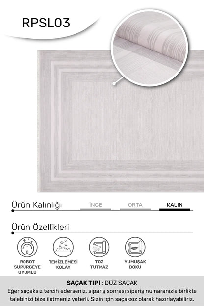 LİSA -Ekru / Bej -Oturma Odası,Salon- Robot Süpürgeye Uyumlu -Kolay Temizlenebilir